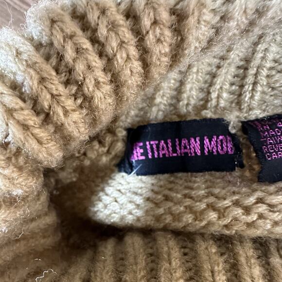 Vtg the Italian Mob Sweater Tan Leopard Turtleneck Womens Size Large Fits Medium - Picture 7 of 8